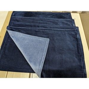 VTG Placemats Set Velvet Velour Reversible Blue Royal Baby Retro Elegant Classic